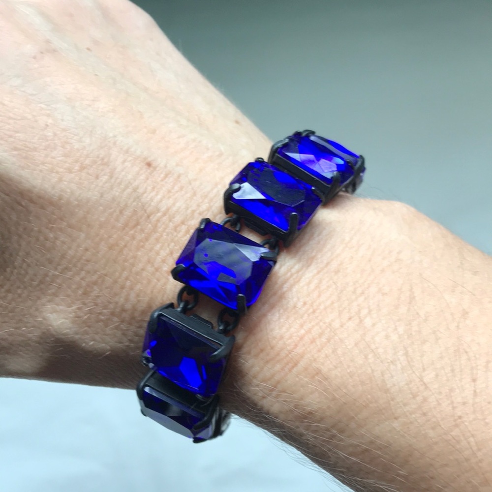 Blue crystal & black bracelet